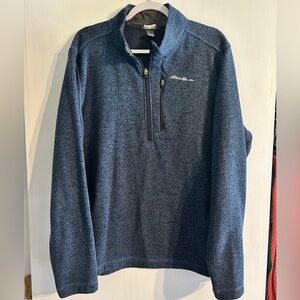 Eddie Bauer Men's Heathered Navy Zip-Up Sweater